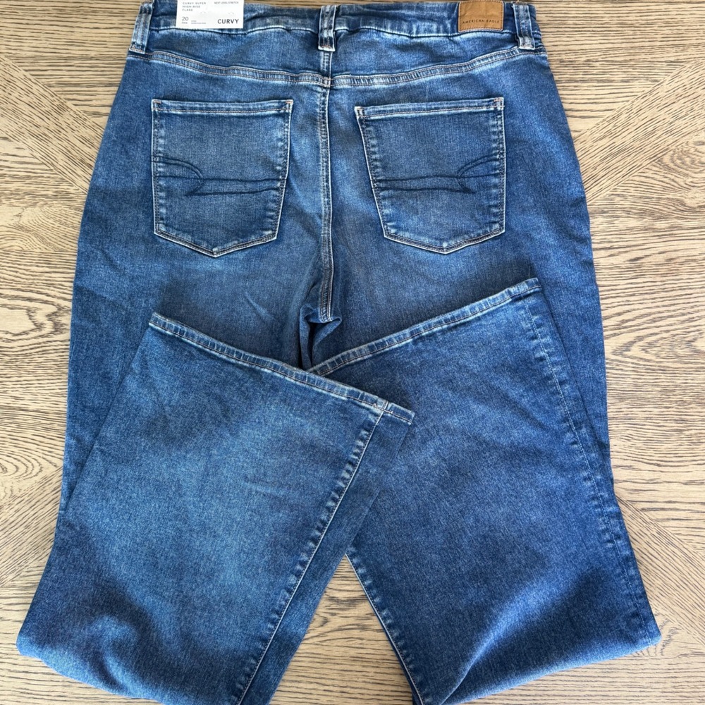 American Eagle Curvy Super High-Rise Flare Jeans Next Level Stretch 20 Long - Picture 4 of 11
